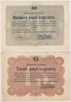 1849. 15kr + 30kr "Kossuth bankó" T:III