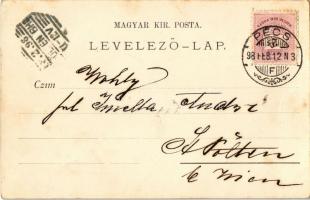 1898 Pécs, Magyar Nemzeti Színház, Kereskedelmi és Iparkamara, Székesegyház. Kiadja Günsberger Lajos...