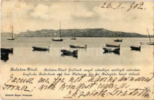 1902 Balatonfüred, a fürdő angol csónakjai vendégek számára. Kiadja Schmidt Edgar (fl)