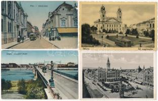 53 db RÉGI magyar és külföldi városképes lap villamosokkal / 53 pre-1945 Hungarian and European town-view postcards with trams