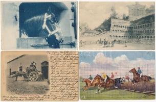 9 db RÉGI motívumlap: ló / 9 pre-1945 motive postcards: horse