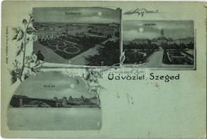 1899 Szeged, Széchenyi tér, Városháza, Közúti híd. Kiadja Traub B. és Társa 3500. Art Nouveau, floral