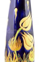 cca 1905 Zsolnay tulipános szecessziós váza, fehércserép, magas tüzű színes mázakkal, jelzett (körpe...