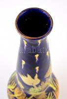 cca 1905 Zsolnay tulipános szecessziós váza, fehércserép, magas tüzű színes mázakkal, jelzett (körpe...