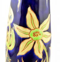 cca 1905 Zsolnay tulipános szecessziós váza, fehércserép, magas tüzű színes mázakkal, jelzett (körpe...