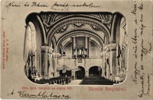 1902 Bonyhád, Római katolikus templom, orgona felé, belső. Kiadja Hoffer József