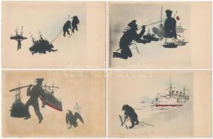 27 db RÉGI képeslap: orosz-japán katonai és hadihajós lapok, Pöstyén W.L. lap, Abaújszántó, Izsák, k...