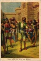 3 db képeslap az Ószövetségből: Dávid Király. Judaika / 3 postcards from the Hebrew Bible with Kind David. Judaica