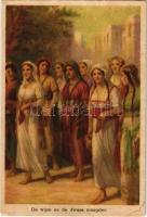 3 db képeslap az Ószövetségből: Dávid Király. Judaika / 3 postcards from the Hebrew Bible with Kind ...