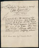 1785-1786 Latin nyelvű levél, 2p