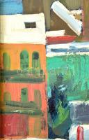 Kéri Imre (1945-): Ferencvárosi háztetők. Olaj, vászon, jelzett, keretben, 40×30 cm