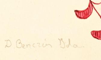 Benczúr jelzéssel: Mintatervek (2  db). Akvarell-tus, papír, 22×34 cm