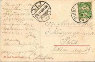 1908 Fiume, Rijeka; Riva Szapáry / Szapáry rakpart, gőzhajó. Luigi Contatti 328. / quay, wharf, stea...