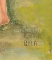 Kádár jelzéssel: Női aktok a vízesésnél. Akvarell, papír, üvegezett keretben, 56×48 cm