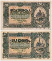 1920. 10K (3x) kétféle sorszámmal + 20K (2x) kétféle sorszámmal T:III