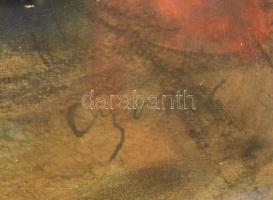 Czóbel jelzéssel: Kompozíció. Vegyes technika, papír, foltos, üvegezett keretben, 59×49 cm