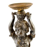 cca 1900 Puttós gyertyatartó, spiáter-réz, hibás, jelzés nélkül, m: 34 cm