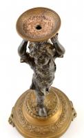 cca 1900 Puttós gyertyatartó, spiáter-réz, hibás, jelzés nélkül, m: 34 cm