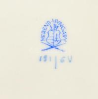 Herendi virág mintás tál, kézzel festett, jelzett, apró kopásnyomokkal, 26×24 cm