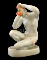 Aquincumi porcelán akt, kézzel festett, jelzett, kis kopásnyomokkal, m: 13 cm