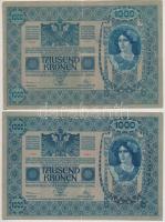 1902. 1000K piros "MAGYARORSZÁG" körbélyegzővel + 1902. 1000K fekete "ROMANIA TIMBRU ...