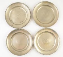 Antik ón tányérok ( 4db), jelzettek, páron karcolás és apró horpadás, d: 25 cm (4×)