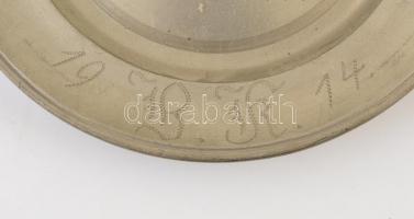 Antik ón tányérok ( 4db), jelzettek, páron karcolás és apró horpadás, d: 25 cm (4×)