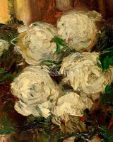 Aczél Henrik Emil (1876-1946): Virágcsendélet. Olaj, karton, jelzett, restaurált, 44×31 cm