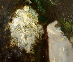 Fáy Lóránt (1906-1945): Virágcsendélet 1922. Olaj, karton, jelzett, hibás, 47×36 cm