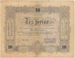 1848. 10Ft Kossuth bankó KORPÁS JÁNOS HENTES-MESTER VÁCZON FŐÚT bélyegzéssel T:III Adamo G111
