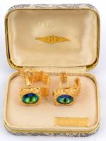 Aranyozott fém mandzsetta, csiszolt üveggel, karton tokban