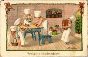 Fröhliche Weihnachten / Christmas. Children art postcard. D.A.G.B. No. 2435. litho s: Pauli Ebner