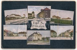 Liptószentmiklós, Liptovsky Mikulás; laktanya, vasútállomás, reál gimnázium, Pénzügyigazgatóság, Stefánik utca és tér / military barracks, railway station, grammar school, financial directorate, street, square (hiányos leporelló / missing leporello)