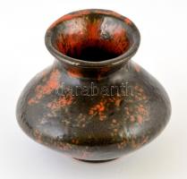 Retró mázas kerámia korsó, jelzett, hibátlan, m: 13 cm