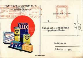 1935 Hutter és Lever RT. szappan és mosópor reklámja, levél a Budapesti Drogisták Ipartestületének / Hungarian soap and washing powder advertisement (EB)