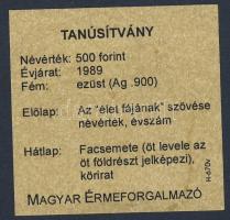 1989. 500Ft Ag "Védd a gyermeket" T:BU Csak 10.000db! Tanúsítvánnyal!