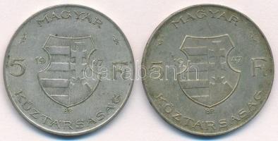 1947. 5Ft Ag "Kossuth" (2x) T:2- patina Adamo F8.1