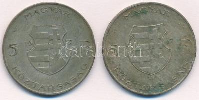 1947. 5Ft Ag "Kossuth" (2x) T:2-,3 ph. patina Adamo F8.1