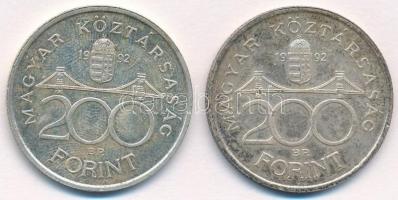 1992. 200Ft Ag "MNB" (2x) T:1- ph. patina Adamo F13
