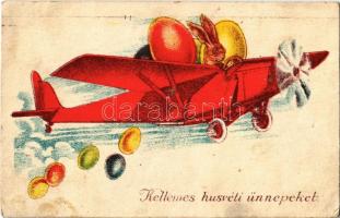1940 Kellemes Húsvéti Ünnepeket! / Easter greeting with rabbit in aircraft (Rb)