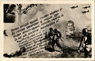 1944 Minden elmúlik egyszer... Második világháborús katonai romantikus motívumlap / WWII Hungarian military romantic motive card