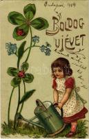 1904 Boldog Újévet! Tisza Testvérek kiadása / New Year greeting, Emb. litho
