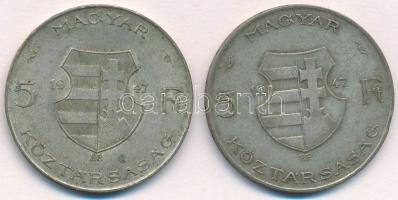 1947. 5Ft Ag "Kossuth" (2x) T:2- patina 
Adamo F8.1