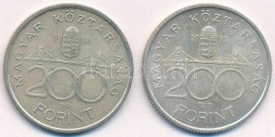 1993. 200Ft Ag "MNB" (2x) T:1- patina Adamo F13
