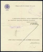 1925 Vass József Népjóléti és Munkaügyi miniszter aláírása lavélen