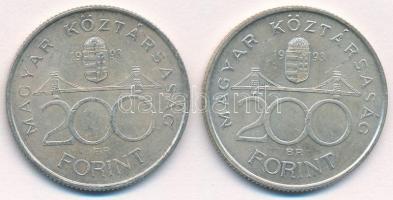 1993. 200Ft Ag "MNB" (2x) T:1- Adamo F13