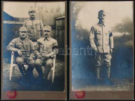 cca 1910 2 db katonákat ábrázoló keményhátú fotó 11x16 cm