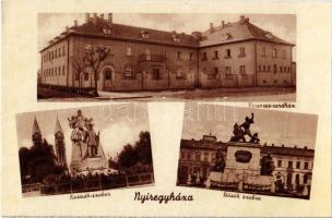 Nyíregyháza, Ferences rendház, Kossuth szobor, Hősök szobra