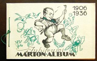 1936 Jubileumi Márton Lajos album 40 rajzzal, a belső borítón a művész dedikálásával