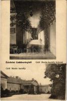 1917 Csákberény, Gróf Merán kastély, belső, folyosó szarvasagancsokkal